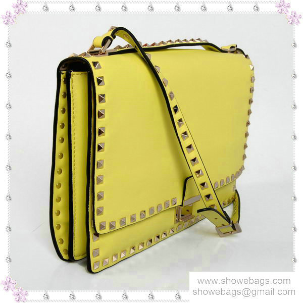 2014 Valentino Garavani rockstud shoulder bag 00528 yellow - Click Image to Close